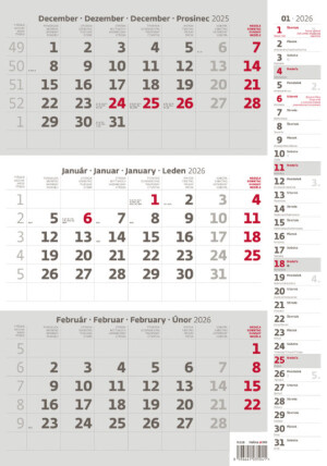 Dreimonatskalender, grau, mit Notizen - Reklamnepredmety