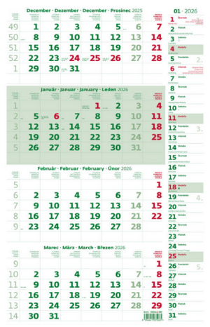 Viermonatskalender mit Notizen, grün - Reklamnepredmety