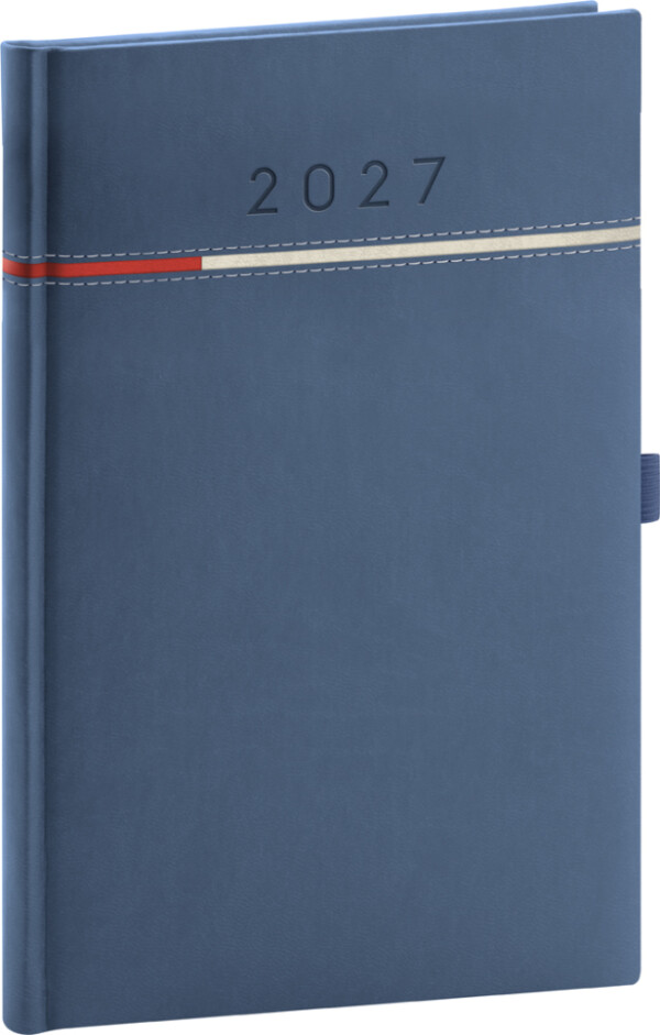 Wochenkalender Tomy 2027, blau-rot, 15 x 21 cm