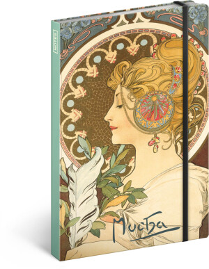 NOTIQUE Notes Alfons Mucha – Pero, čistý, 13 x 21 cm - Reklamnepredmety