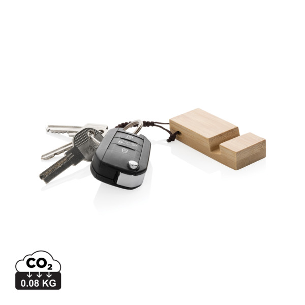 Schlüsselanhänger aus Bambus mit Telefonständer