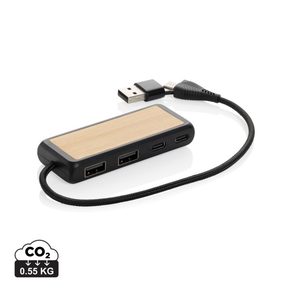 USB-Hub mit Dual-Link-Eingang aus RCS-Kunststoff und Bambus