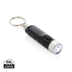 Schlüsselanhänger mit wiederaufladbarer USB-Lampe Globix aus RCS-Kunststoff - Reklamnepredmety