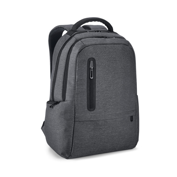 RE-BOSTON. Wasserdichter Laptop-Rucksack aus zweifarbigem recyceltem Nylon mit 210D-rPET-Fach