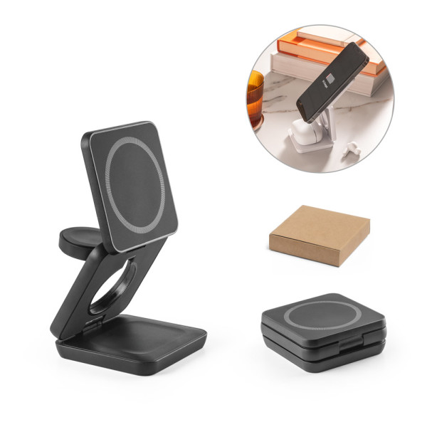 BROGLIE. Superschnelles magnetisches kabelloses 15-W-Ladegerät 3in1 aus 100 % ABS