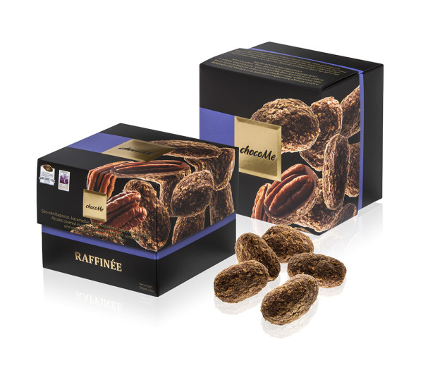Pekannuss in Karamellmilchschokolade mit Salz und Vanille