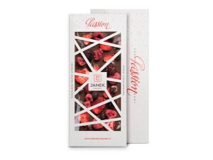 41,3% Milchschokolade Passion mit Erdbeeren, Himbeeren, Brombeeren und Johannisbeeren