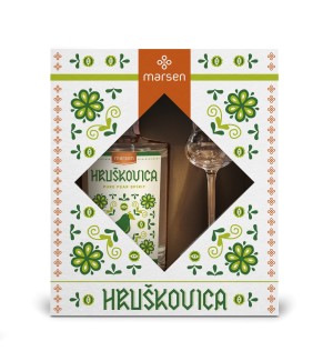 Geschenkbox Hruškovica Traditional 42% mit einem Glas - Reklamnepredmety