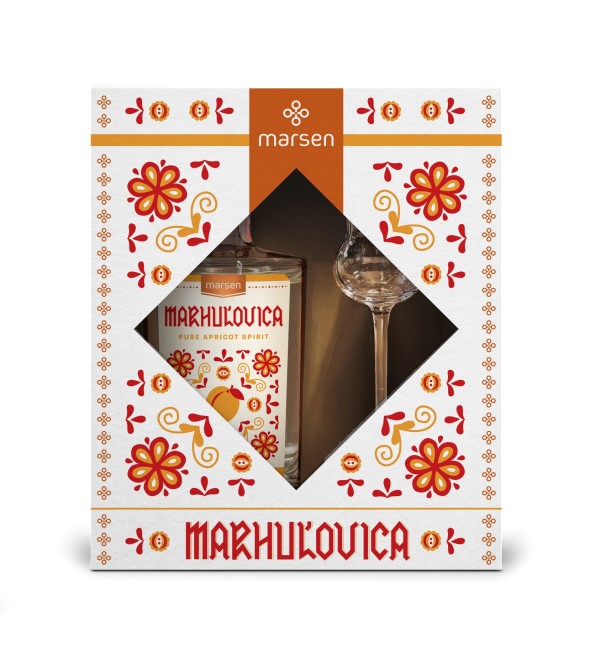 Marhuľovica Traditionelle 42%-Geschenkbox mit Glas