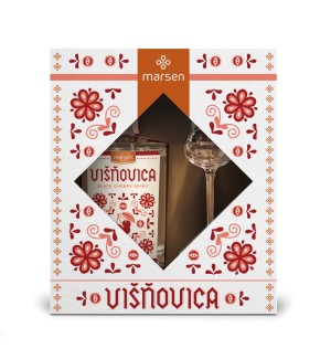 Geschenkverpackung Višňovica Traditional 42% mit einem Glas - Reklamnepredmety