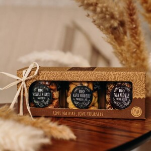 Geschenkset mit aromatisierten Bio-Nüssen (3 × 70 g) - Reklamnepredmety