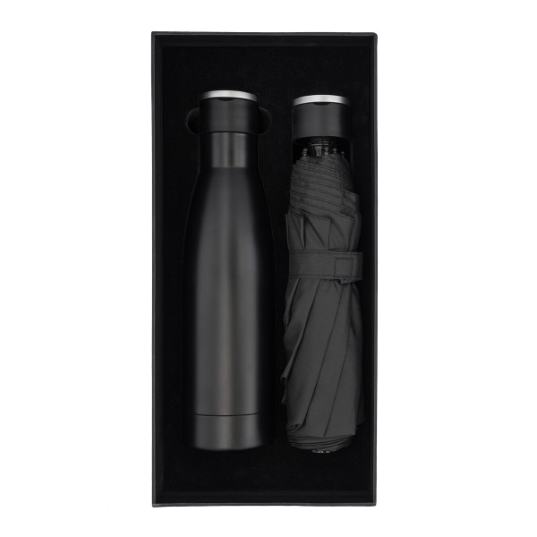 Geschenkset aus Thermoskanne und Regenschirm DOUBLET
