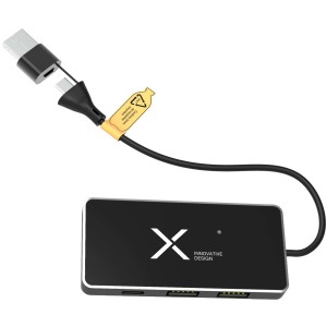 SCX.design H20 8-in-1 USB-Hub mit dualem Eingang und 6 Ports und Leuchtlogo - Reklamnepredmety