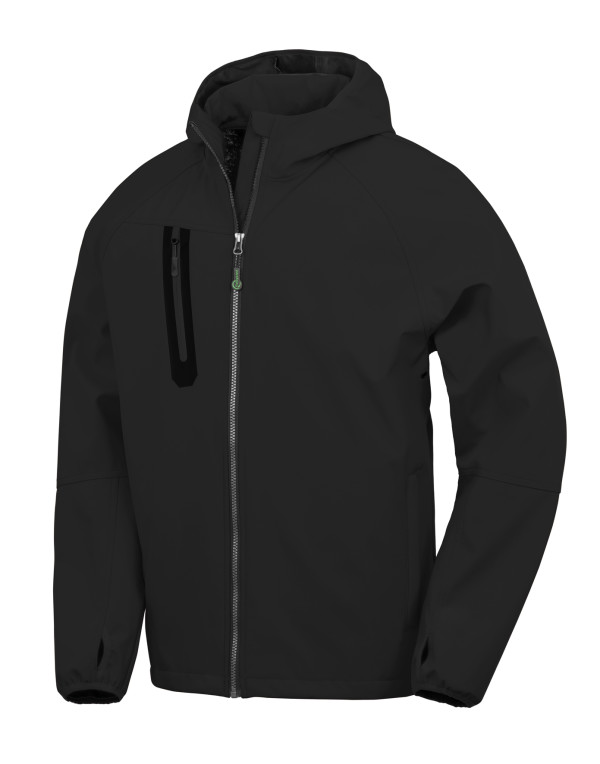 3-lagige, recycelte, bedruckbare, lässige Softshelljacke mit Kapuze