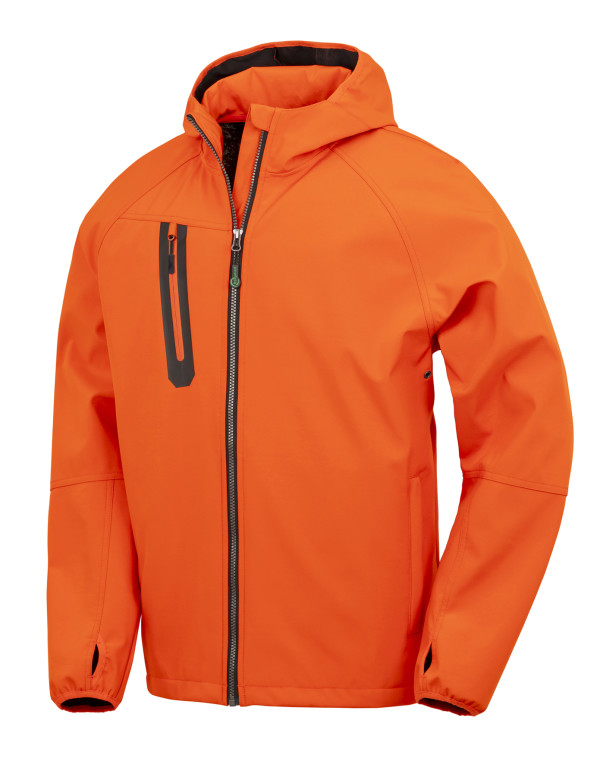 3-lagige, recycelte, bedruckbare, lässige Softshelljacke mit Kapuze