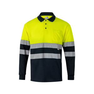 VL VULCAN. Zweifarbiges Poloshirt im Bird-Eye-Design (160g/m²) mit langen Ärmeln, aus Polyester (100%) - Reklamnepredmety