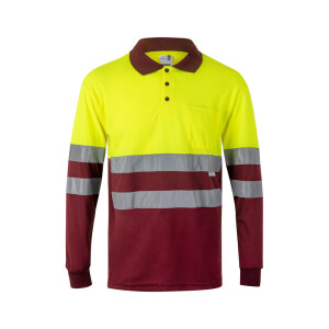 VL VULCAN. Zweifarbiges Poloshirt im Bird-Eye-Design (160g/m²) mit langen Ärmeln, aus Polyester (100%) - Reklamnepredmety