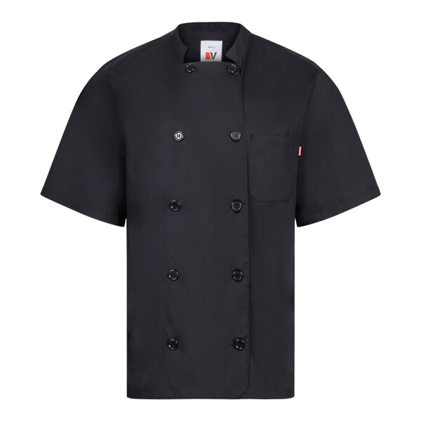 VL DURGA. Kurzärmelige Kochjacke aus Popeline (110 g/m²) aus Baumwolle (35 %) und Polyester (65 %)