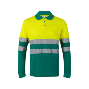 VL PLUTO. Zweifarbiges Piqué-Poloshirt (150g/m²) mit langen Ärmeln, aus Baumwolle (55%) und Polyester (45%) - Reklamnepredmety