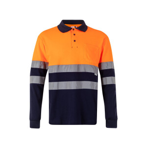 VL PLUTO. Zweifarbiges Piqué-Poloshirt (150g/m²) mit langen Ärmeln, aus Baumwolle (55%) und Polyester (45%) - Reklamnepredmety