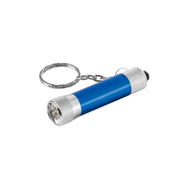 RE-LERGAN. Schlüsselanhänger aus Aluminium (92% recycelt) mit 3-Licht-LED-Taschenlampe