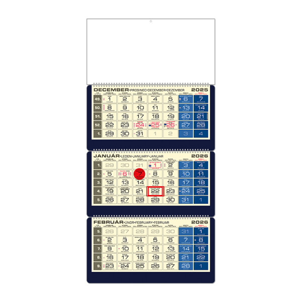 LUXUS 3M blauer Planungskalender 2026