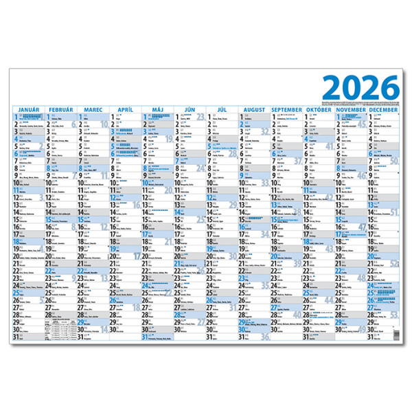 Einseitiger Kalender 2026