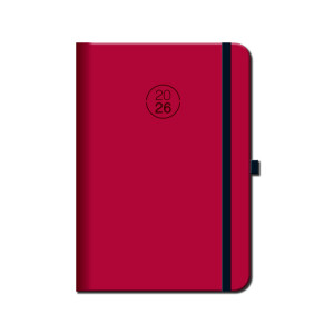 Tageskalender A5 FLORENCIA rot mit Gummiband 2026 - Reklamnepredmety