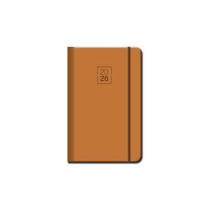 Mini-Tagebuch A6 FLORENCIA braun mit Gummiband 2026 - Reklamnepredmety