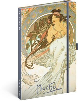 NOTIQUE Notizen Alfons Mucha – Musik, liniert, 13 x 21 cm - Reklamnepredmety