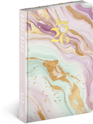 NOTIQUE 18-Monats-Kalender Petito – Rosa Marmor 2025/2026, 11 x 17 cm - Reklamnepredmety