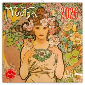 NOTIQUE Notizblock Alfons Mucha 2026, 30 x 30 cm - Reklamnepredmety