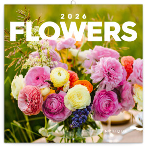 NOTIQUE Notizblock Blumen 2026, 30 x 30 cm - Reklamnepredmety