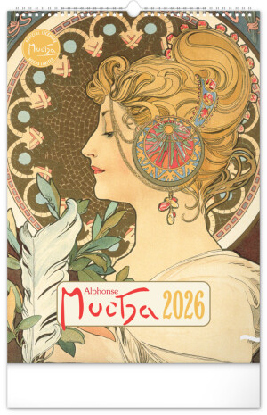 NOTIQUE Wandkalender Alfons Mucha 2026, 33 x 46 cm - Reklamnepredmety