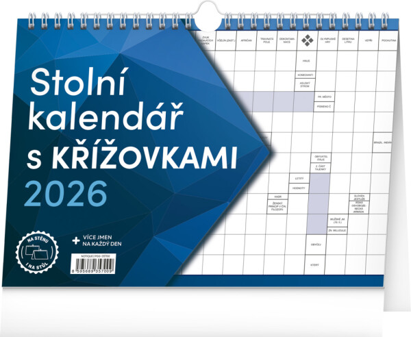 NOTIQUE Tischkalender mit Kreuzworträtseln mit Haken CZ 2026, 30 x 21 cm