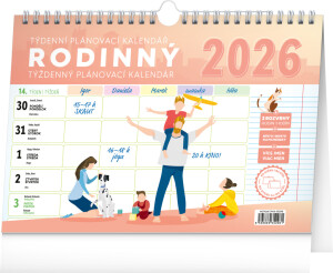 NOTIQUE Wöchentlicher Familienplanungskalender mit Haken CZ/SK 2026, 30 x 21 cm - Reklamnepredmety