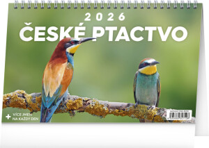 NOTIQUE Tischkalender Tschechische Vögel CZ 2026, 23,1 x 14,5 cm - Reklamnepredmety