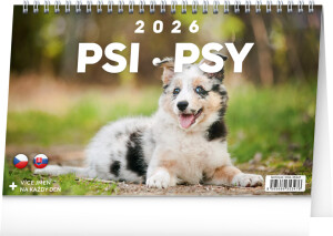 NOTIQUE Tischkalender Hunde – Dogs CZ/SK 2026, 23,1 x 14,5 cm - Reklamnepredmety