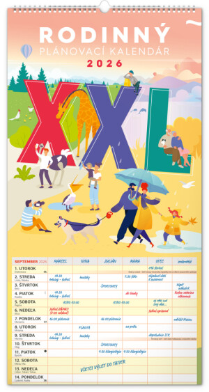 NOTIQUE Wandkalender Familienplanung XXL 2026, 33 x 64 cm - Reklamnepredmety