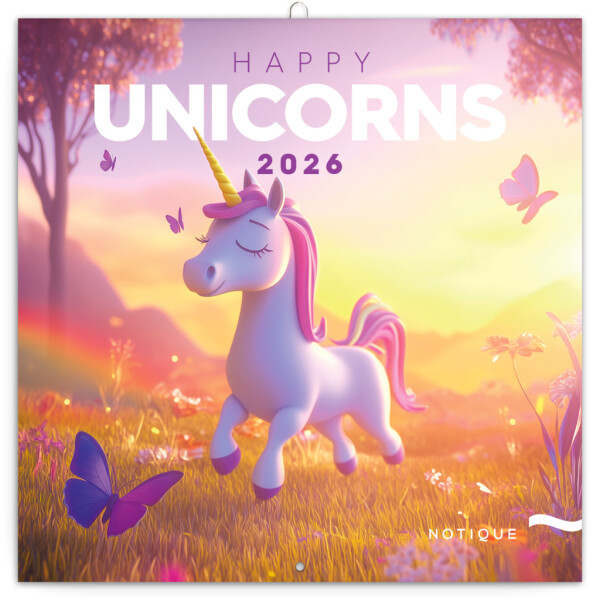 NOTIQUE Notizblock Happy Unicorns 2026, 30 x 30 cm