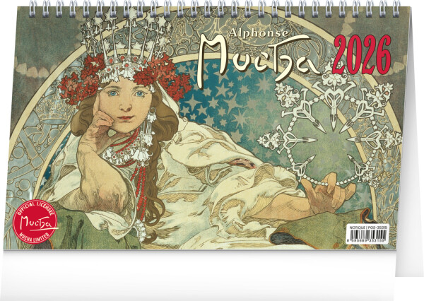 NOTIQUE Tischkalender Alfons Mucha CZ 2026, 23,1 x 14,5 cm