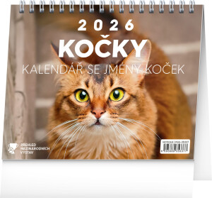 NOTIQUE Tischkalender Katzen - mit Katzennamen CZ 2026, 16,5 x 13 cm - Reklamnepredmety