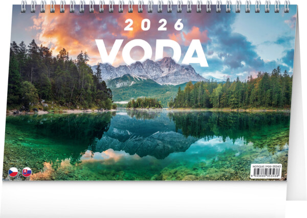 NOTIQUE Tischkalender Water CZ/SK 2026, 23,1 x 14,5 cm