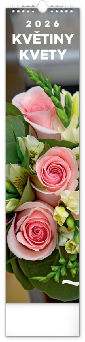 NOTIQUE Wandkalender Blumen – Flowers CZ/SK 2026, 12 x 48 cm - Reklamnepredmety