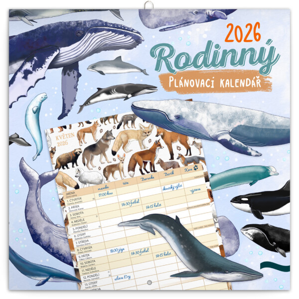 NOTIQUE Familienplanungskalender Animalium CZ 2026, 30 x 30 cm