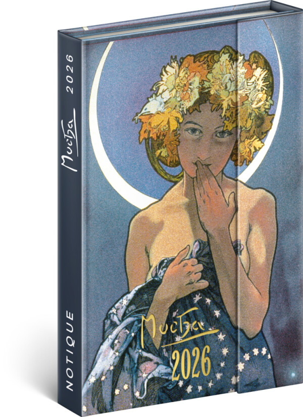 NOTIQUE Magnetischer Wochenkalender Alfons Mucha 2026, 11 x 16 cm