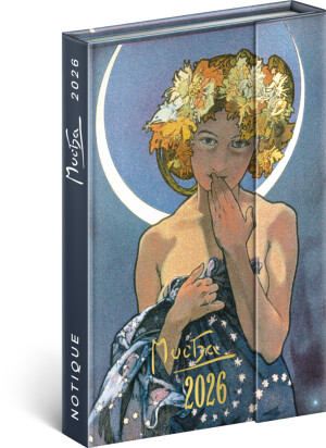 NOTIQUE Magnetischer Wochenkalender Alfons Mucha 2026, 11 x 16 cm - Reklamnepredmety