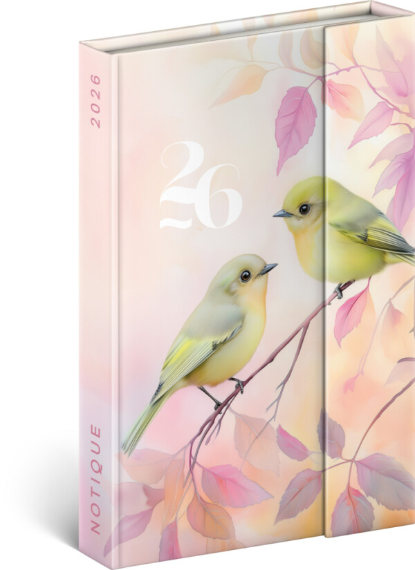 NOTIQUE Magnetischer Wochenkalender Birds 2026, 11 x 16 cm