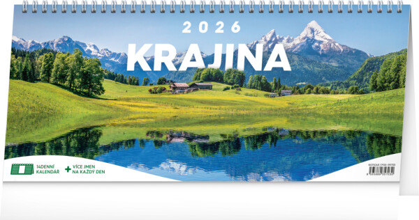 NOTIQUE Tischkalender Country CZ 2026 – 14 Tage, 33 x 14,5 cm