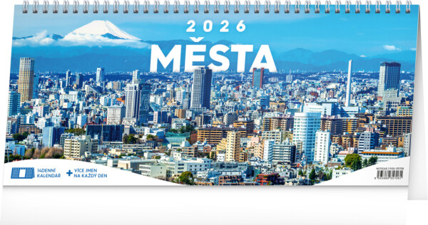 In the 14-day desk calendar, breathtaking shots of cities around the world await you, as well as the Czech calendar, holidays and commemorative days and moon phases. All in a clear bi-weekly layout. Scope: 17 sheets (double-sided print) Paper: Title page